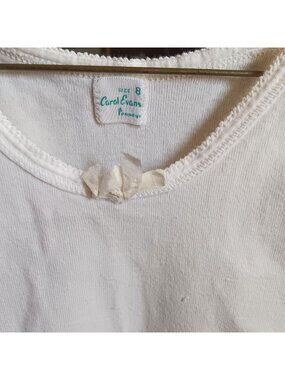 Girls sz 8 1960's Vintage White Tank Top With Bow Accent Cotton Penneys